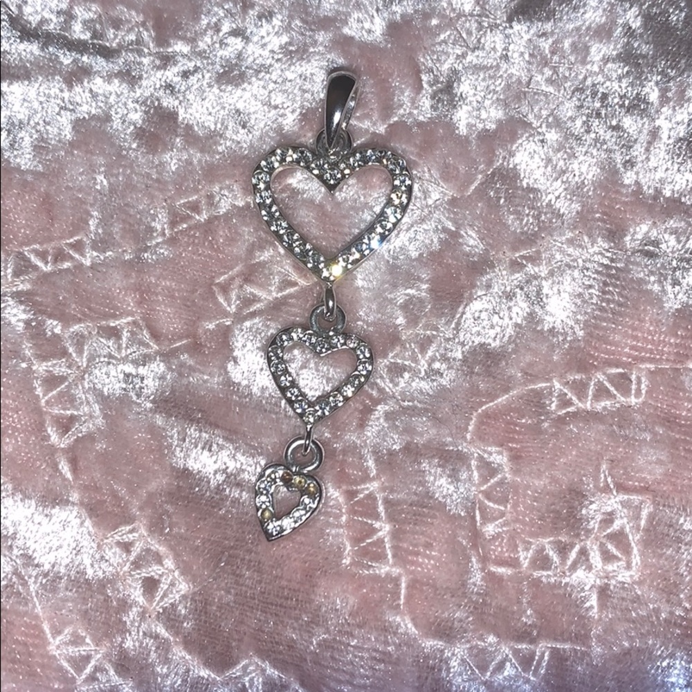Silver three heart necklace charm